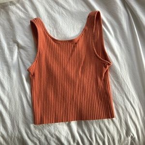 Orange scoop back tank top